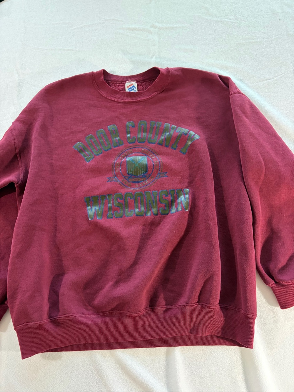 Vintage Jerzees Maroon Door County Wisconsin Crewneck‎ Sweatshirt